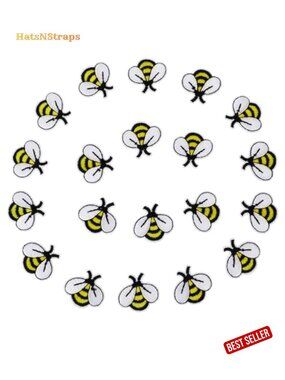 20 Bee Embroidered Patches Iron On Sewing Applique for Clothes DIY